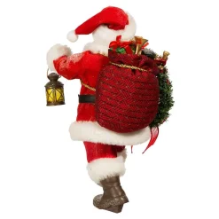 Kurt Adler 10.5-Inch Fabriche Santa With Wreath And Lantern