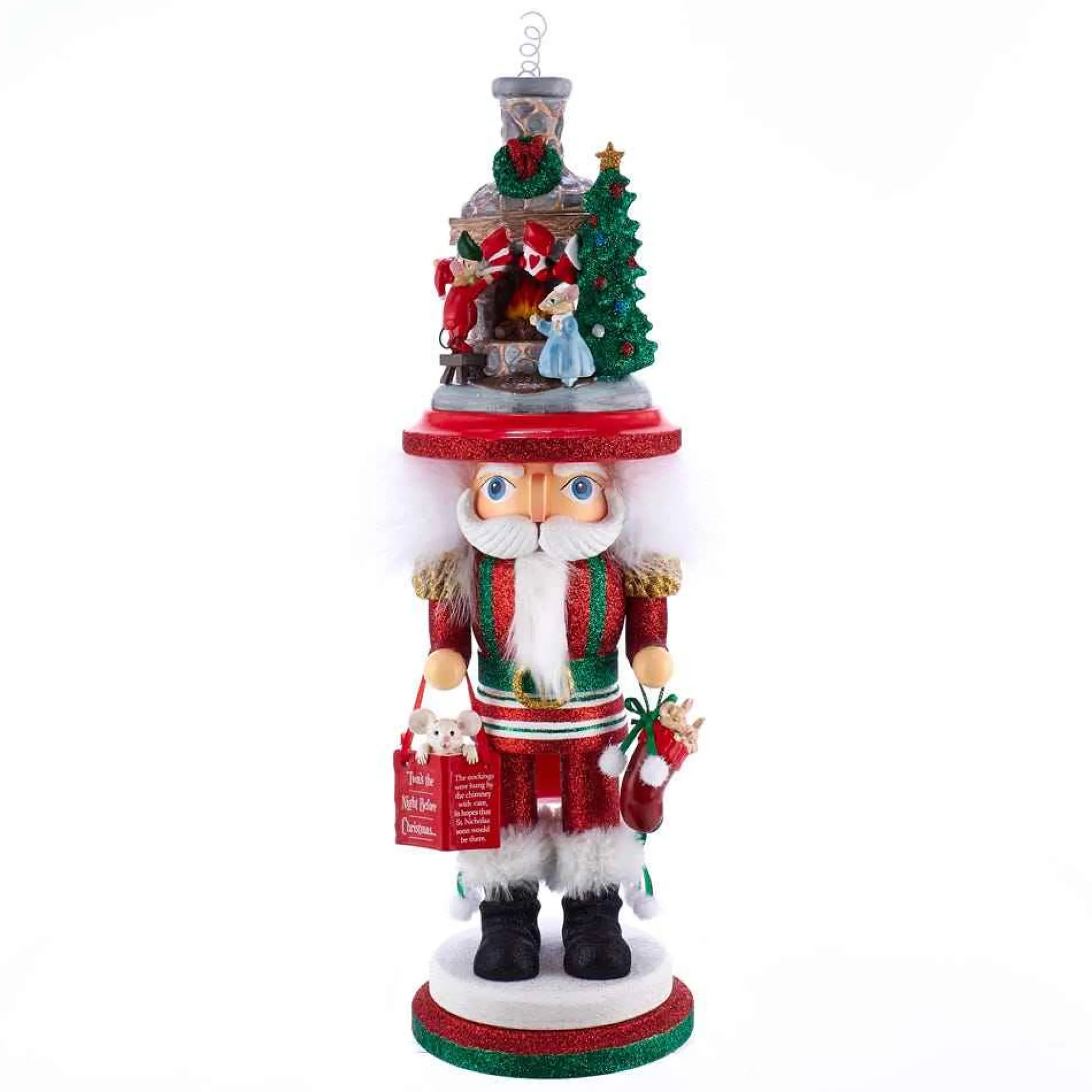 Kurt Adler 17.5-Inch Hollywood™ Stockings On Fireplace Nutcracker