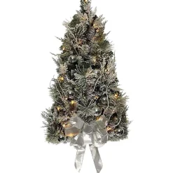 Kurt Adler 26-Inch Pre-Lit Snowy Silver Wall Tree