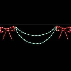 Led Bow With Garland End Piece (Red/Green) #Led-Ban54