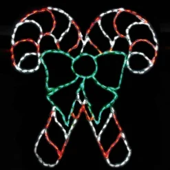 Led Double Candy Canes With Bow #Led-Ccb260 *Set Of 2*