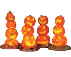 Lemax Village Collection Light Up Pumpkin Stack, Set/4, Battery Operated #34623