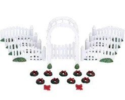 Lemax Village Collection Plastic Arbor & Picket Fences With Decorations, Set Of 20 #04233