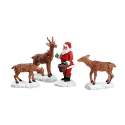 Lemax Village Collection Santa Feeds Reindeer, Set Of 4 #52146