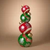 Lighted Stack Of Red And Green Christmas Ornaments