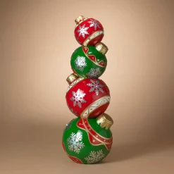 Lighted Stack Of Red And Green Christmas Ornaments