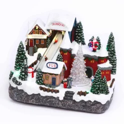 Musical Christmas Holiday Lighted Ski Village With Moving Figures