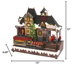Musical Christmas Holiday Village With Lighted Train Station
