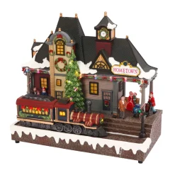 Musical Christmas Holiday Village With Lighted Train Station