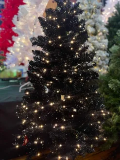 Puleo International 4.5Ft Evergreen Spruce Shiny Black Tree #114-Esbk-45Lwf3K250