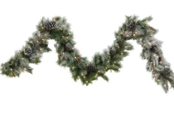Puleo International 9Ft Flocked Schenectady Fir Garland In Clear #114-Scf-9/12C1