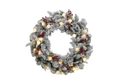 Puleo International 30In Flocked Bridgeport Wreath In Warm White #114-Bgf-30Wg40Lw03