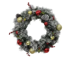 Puleo International 48In Pre-Lit Fairfield Flocked And Decorated Wreath With Clear Lights #114-Fgf1-48Wc3