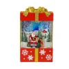 Red And Gold Square Gift Box With Led Warm White Light Up Santa And Dog Winter Scene Spinning Glitter Waterglobe