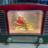 Red And Green Antique Radio With Led Warm White Light Up Santa With Toys Scene Spinning Glitter Waterglobe