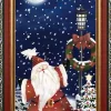 Red Frame Snowing Wall Plaque With Santa
