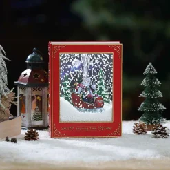 Red Snowing Christmas Book With Santa