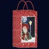 Red Snowing Square Handbag With Santa