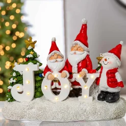 Santa And Snowman Tabletop Sign, Christmas Holiday Decor