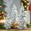 Set Of 3 Assorted Resin White Glitter Winter Trees