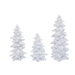 Set Of 3 Assorted Resin White Glitter Winter Trees