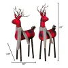 Set Of 2 Christmas Holiday Deer Figurines, Red And Black Plaid