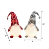 Set Of 2 Christmas Lighted Gnome Figurines, Silver And Red