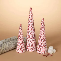 Set Of 3 Clay Whimsical Traditional Peppermint Candy Trees