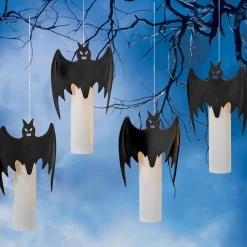 Set Of 4 Floating Halloween Bat Candles With Remote, Timer