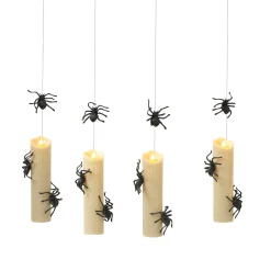 Set Of 4 Floating Halloween Spider Candles With Remote, Timer