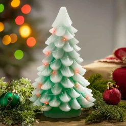 Set Of 2 9.05-In H Battery- Operated Lighted Green Christmas Tree With Color Changing Led Lights