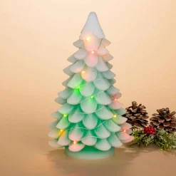 Set Of 2 9.05-In H Battery- Operated Lighted Green Christmas Tree With Color Changing Led Lights