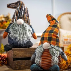 Set Of 2, 12-In Plush Halloween Gnome Figurine