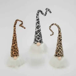 Set Of 3 Leopard Print Gnomes