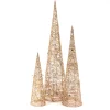 Set Of 3 Lighted Holiday Cones