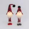Set Of 2 Lighted Plush Red And Black Plaid Holiday Standing Gnomes, Battery Operated