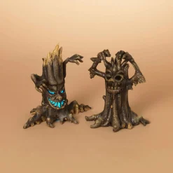 Set Of 2 Lighted Spooky Halloween Haunted Tree Creepy Figurine