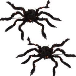 Set Of 2 Light Up Halloween Spiders With Purple Micro Leds