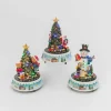 Set Of 3 Light-Up Musical Trains With Snowman And Trees