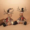 Set Of 2 Moose Christmas Holiday Decor With Lighted Antlers