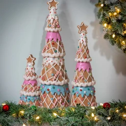 Set Of 3 Pastel Gingerbread Trees
