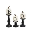 Set Of 3 Pumpkin Candlesticks, Spooky Halloween Decor
