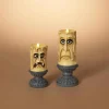 Set Of 2 Spooky Decor Gothic Halloween Resin Candles With Faces