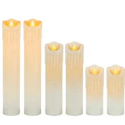 Set Of 6 Spooky Floating Halloween Candles With Remote, Timer