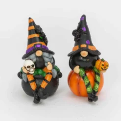 Set Of 2 Whimsical Lighted Spooky Halloween Gnomes Decor