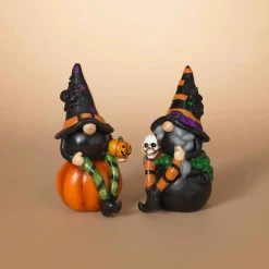 Set Of 2 Whimsical Lighted Spooky Halloween Gnomes Decor