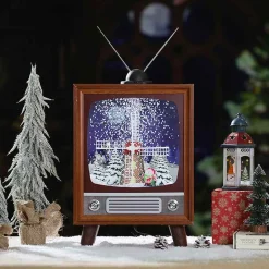Snowing Antique Tv With Windmill