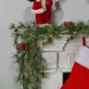 Snowy Ming Pine Garland With Drooping Branches And Pinecones