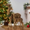 Traditional Christmas Reindeer Decor With Baby Tabletop Accent