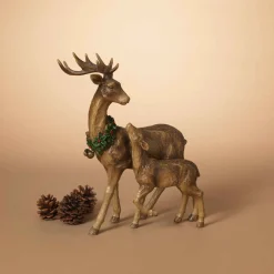 Traditional Christmas Reindeer Decor With Baby Tabletop Accent